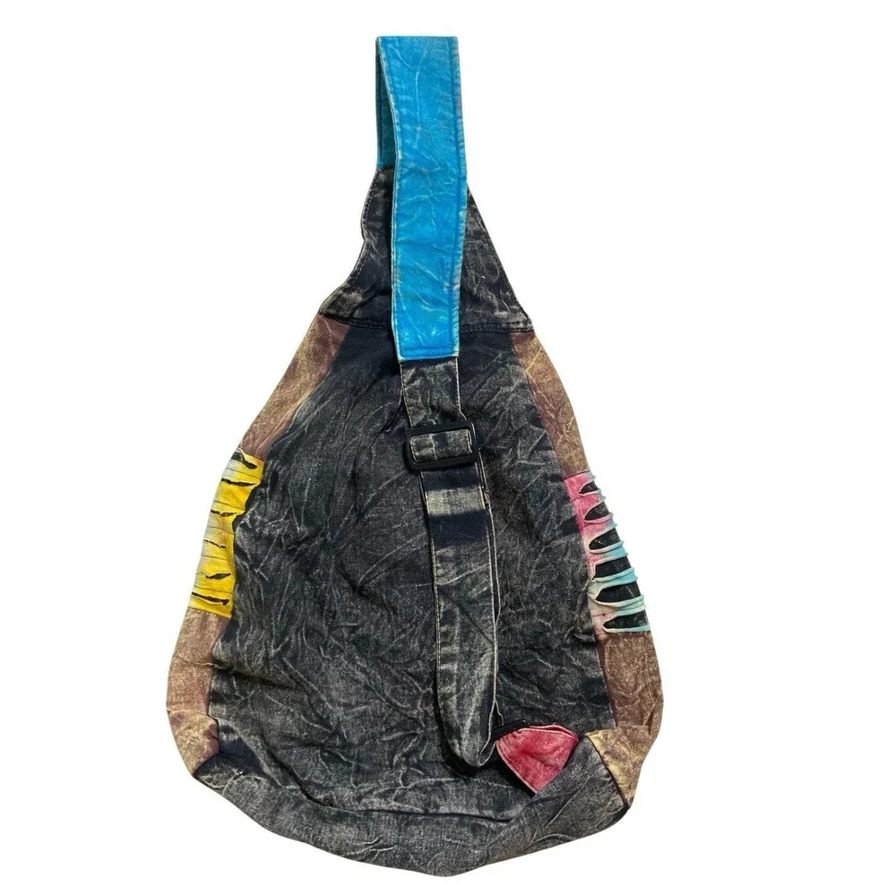 Rising International Boho Sling Backpack Bag Patchwork Peace Sign Hippie Fe boho